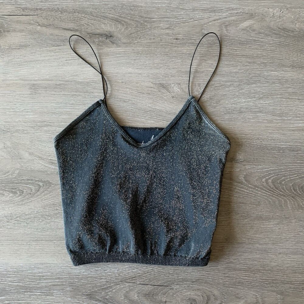 Free People Intimately Rust Metallic Skinny Strap Seamless Brami Crop Top M/L